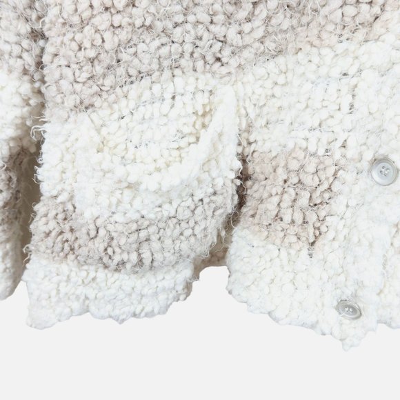 FREE PEOPLE Size XS Marshmallow Striped Fuzzy Boyfriend Slouchy Cardigan Sweater - Picture 3 of 5